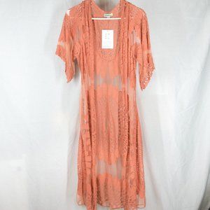 Coral Sheer Lace Long Overlay NEW Size 1X